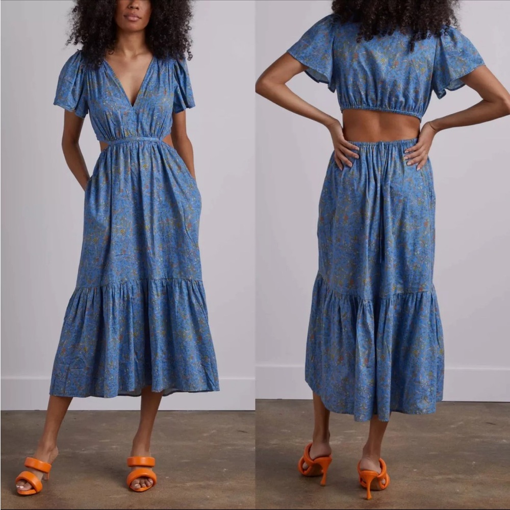 Xirena Gabrielle cutout short sleeve maxi dress gown
